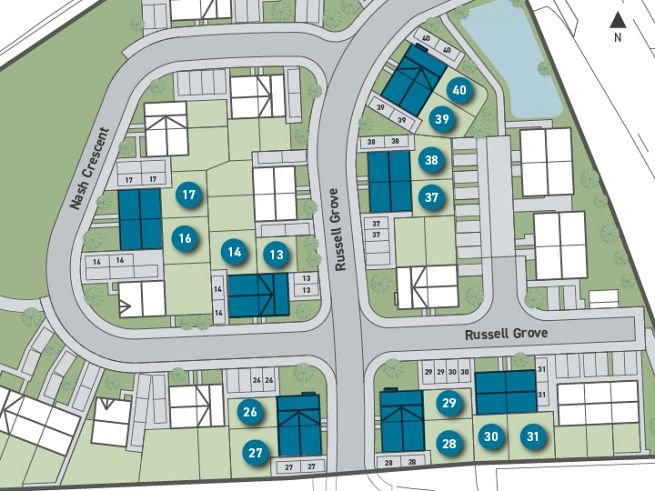 Site plan, 3 bedroom houses - artist's impression subject to change. 